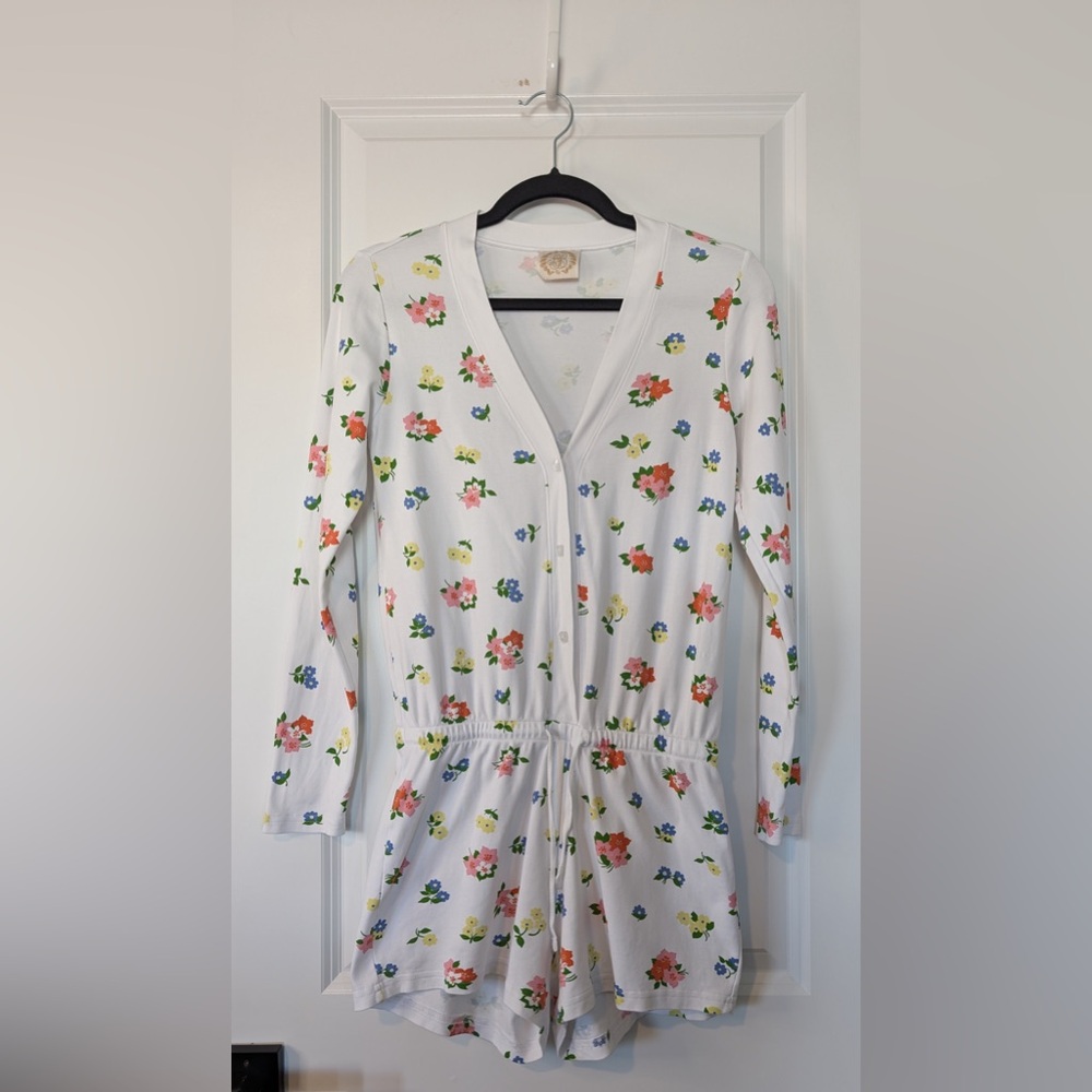 Beaufort Bonnet Company Long Sleeve Women’s Poppy’s Porch Floral Romper Small
